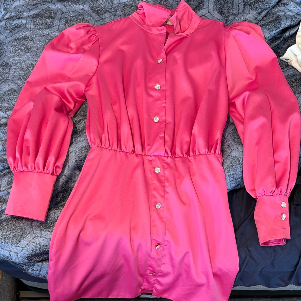Chic Fuchsia Long Sleeve Dress
